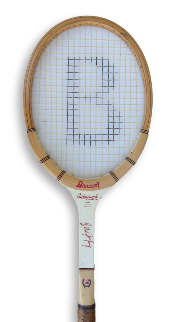 Bancroft Billie Jean King Autograph Wooden Tennis Racquet Decor with Wooden Brace - Image 2