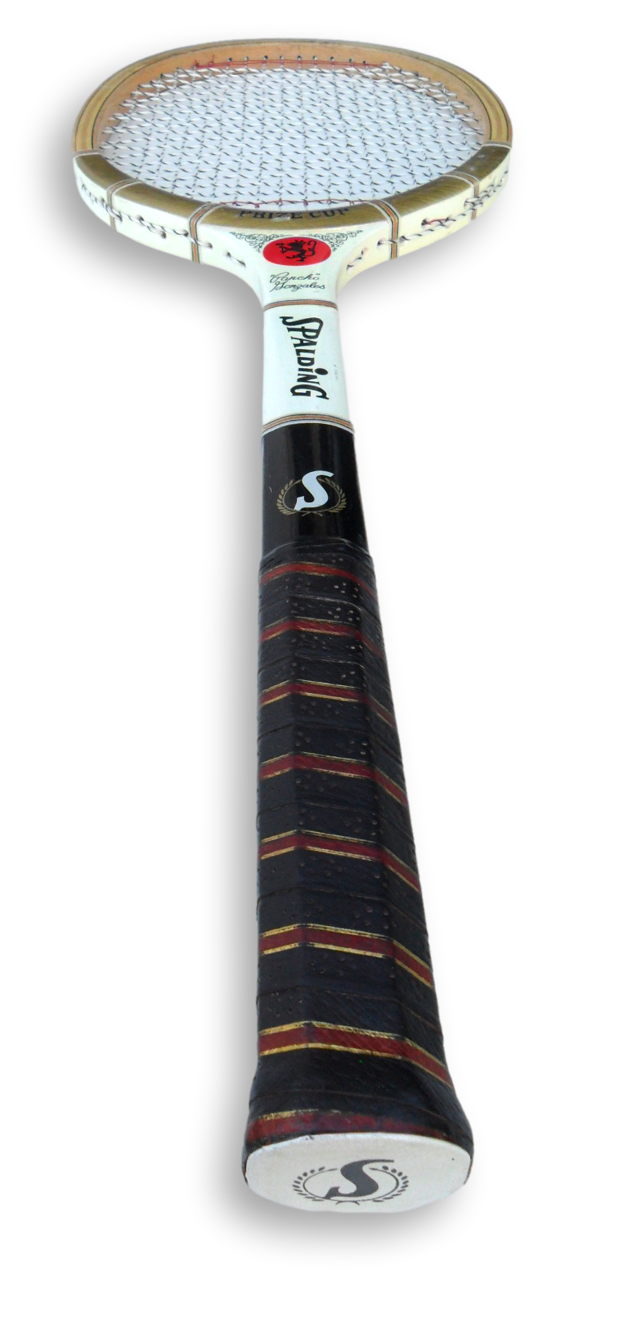 Wooden Tennis Racquet Decor with Press Spalding Prize Cup Pancho Gonzales Free Shipping - Image 5