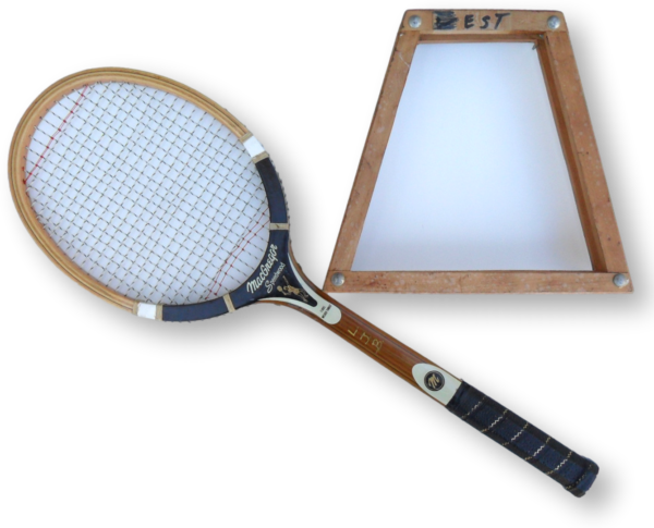 Wooden Tennis Racquet Decor MacGregor Speedwood with Wooden Press Brace