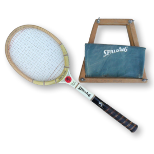 Wooden Tennis Racquet Decor with Press Spalding Prize Cup Pancho Gonzales Free Shipping