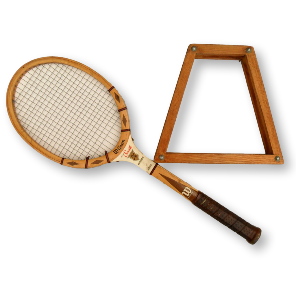 Wilson Stan Smith Autograph Wooden Tennis Racquet with Wooden Press