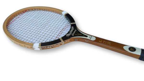 Wooden Tennis Racquet Decor MacGregor Speedwood with Wooden Press Brace - Image 3