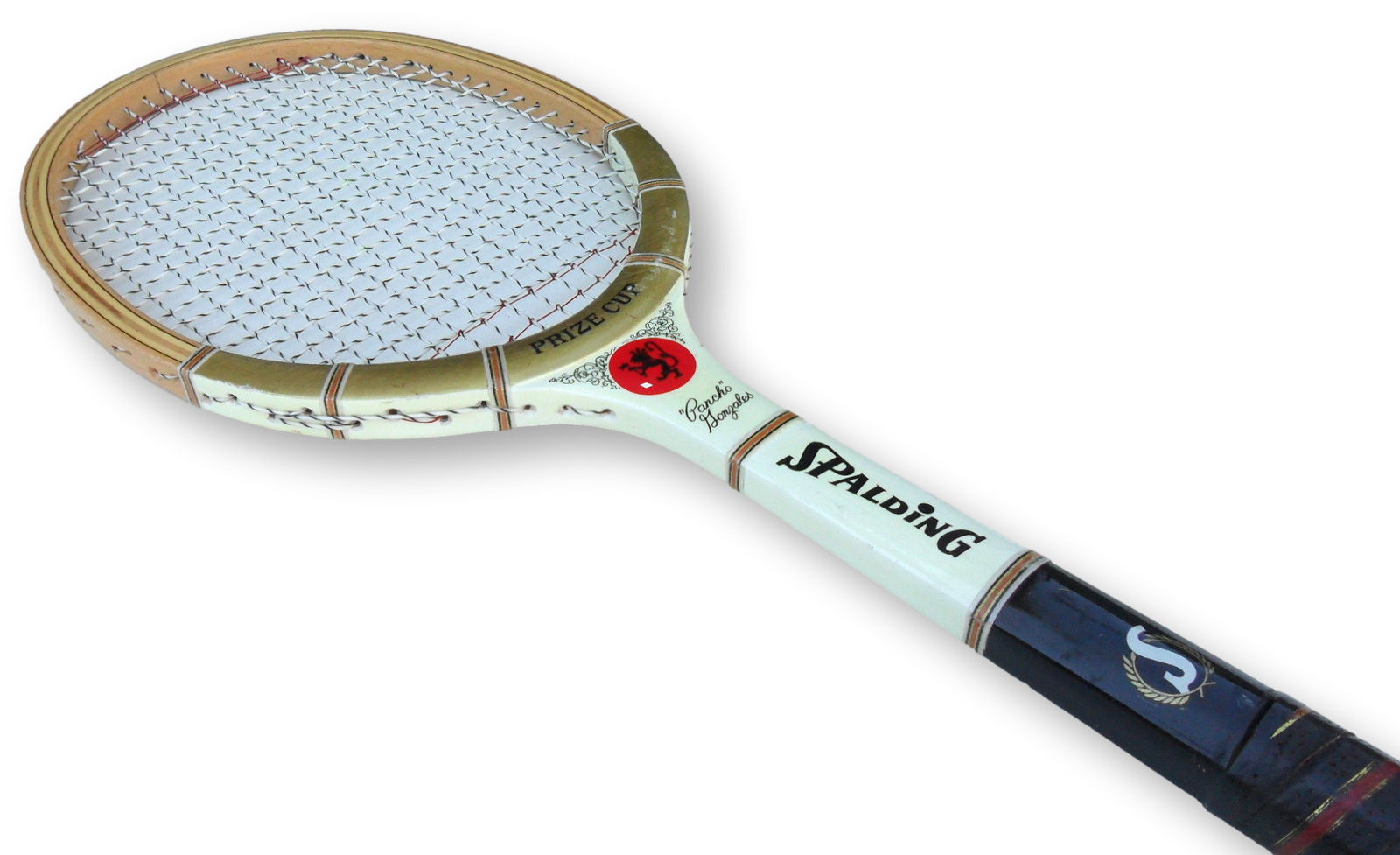 Wooden Tennis Racquet Decor with Press Spalding Prize Cup Pancho Gonzales Free Shipping - Image 4