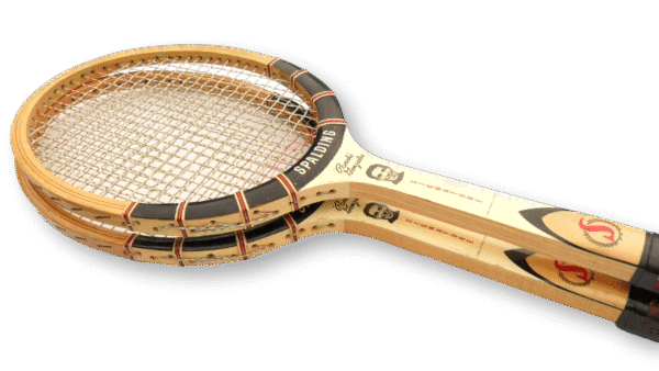 Wooden Tennis Racket Decor Pair of Matching Spalding Pancho Gonzales Signature Tennis Racquets - Image 4