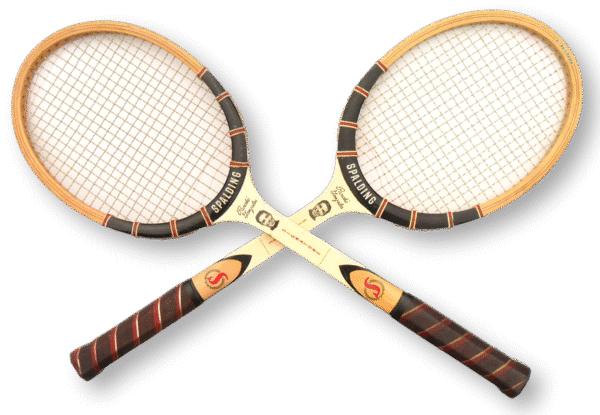 Wooden Tennis Racket Decor Pair of Matching Spalding Pancho Gonzales Signature Tennis Racquets - Image 2