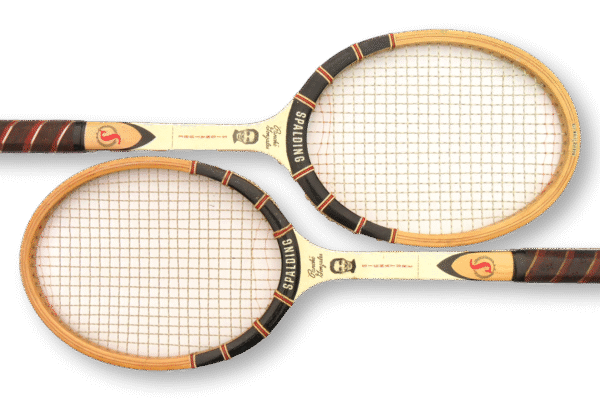Wooden Tennis Racket Decor Pair of Matching Spalding Pancho Gonzales Signature Tennis Racquets - Image 3