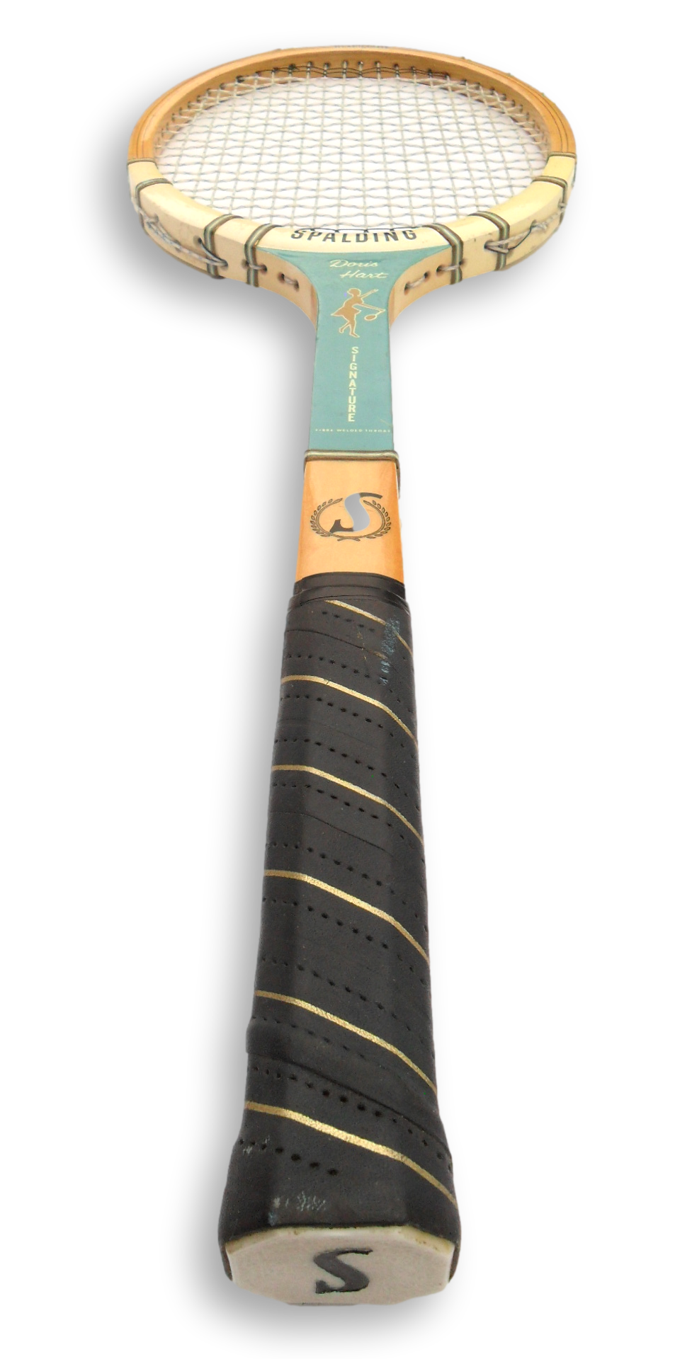 Rare Turquoise Spalding Doris Hart Signature Vintage Wooden Tennis Racket Decor Free Shipping - Image 5