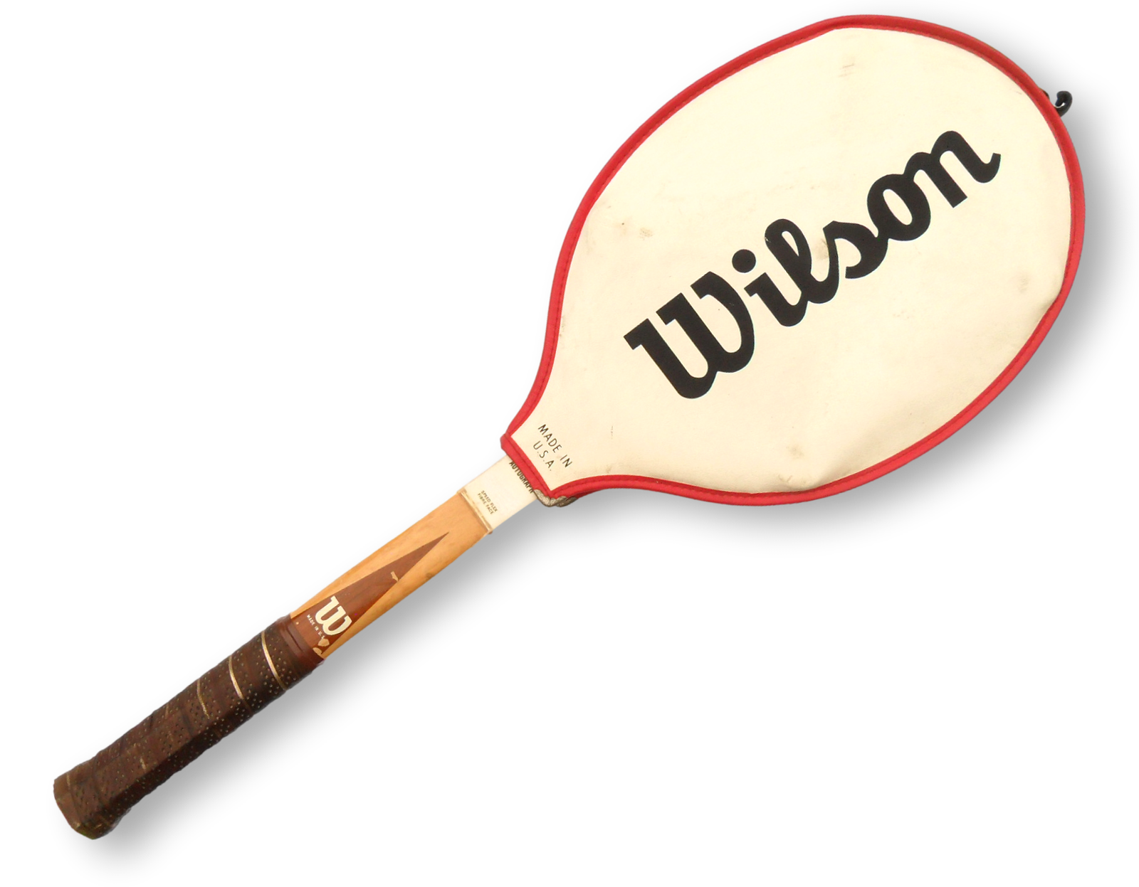 Wilson Stan Smith Autograph Vintage Wooden Tennis Racket with Metal Brace and Cover - Image 8