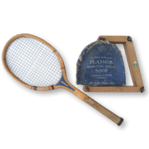 Early Wilson Professional Champion Wooden Tennis Racquet with Wooden Press and Canvas Cover