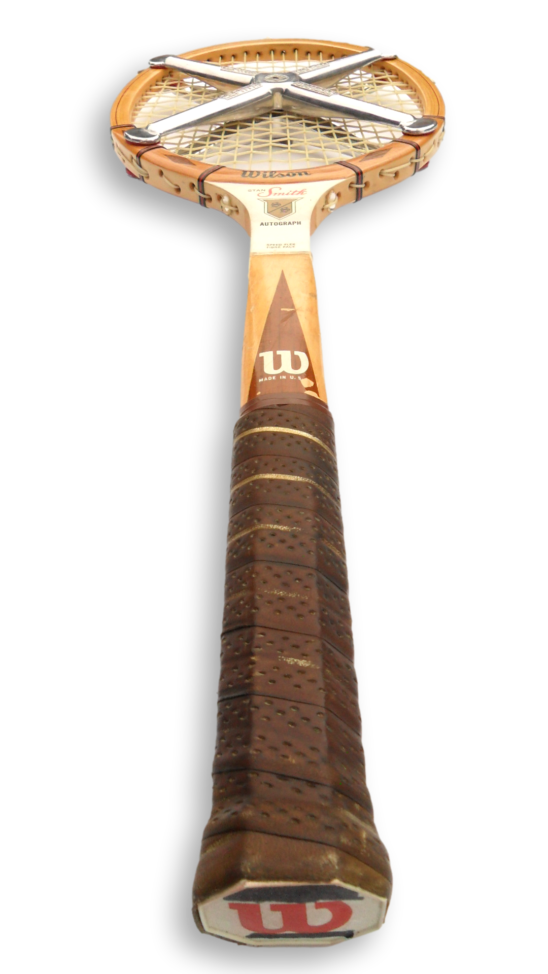 Wilson Stan Smith Autograph Vintage Wooden Tennis Racket with Metal Brace and Cover - Image 5