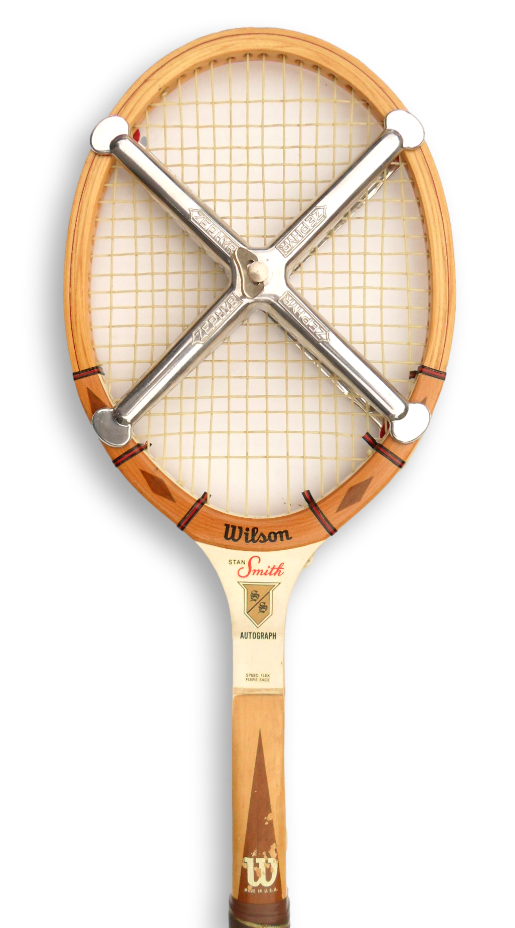 Wilson Stan Smith Autograph Vintage Wooden Tennis Racket with Metal Brace and Cover - Image 7