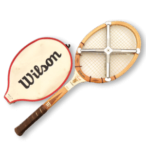 Wilson Stan Smith Autograph Vintage Wooden Tennis Racket with Metal Brace and Cover